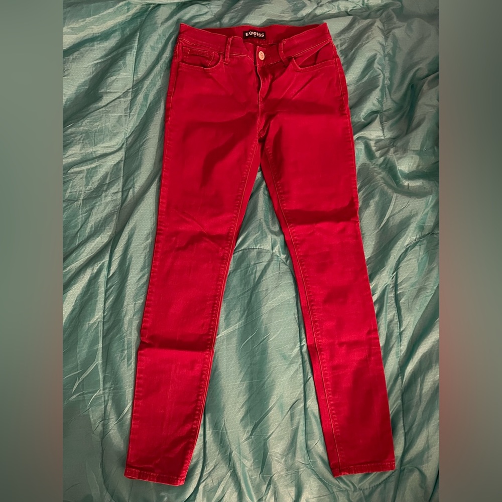 Express Dark Red Ankle Legging Mid-Rise Jeans Size 2